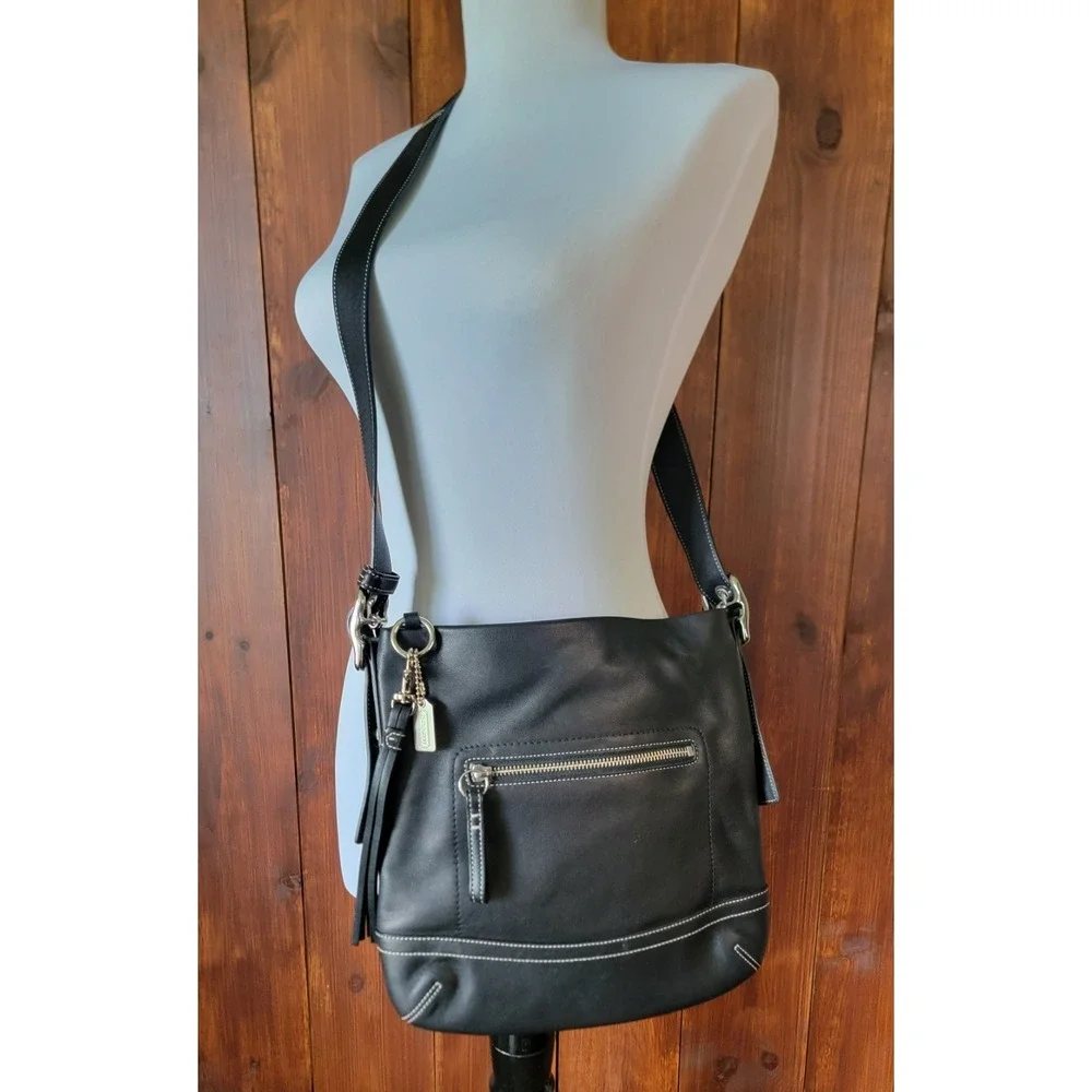 Coach Legacy Slim Tassel Soho Hobo Bag G04S1415 Black Leather Shoulder Crossbody